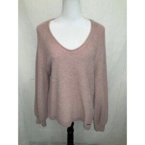 Abercrombie & Fitch Womens Soft A&F Collection V-Neck Sweater XL Mauve Pink